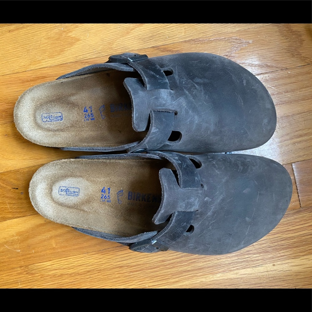 Birkenstock Boston Soft Footbed Clogs - Oiled Leather (Iron Gray)